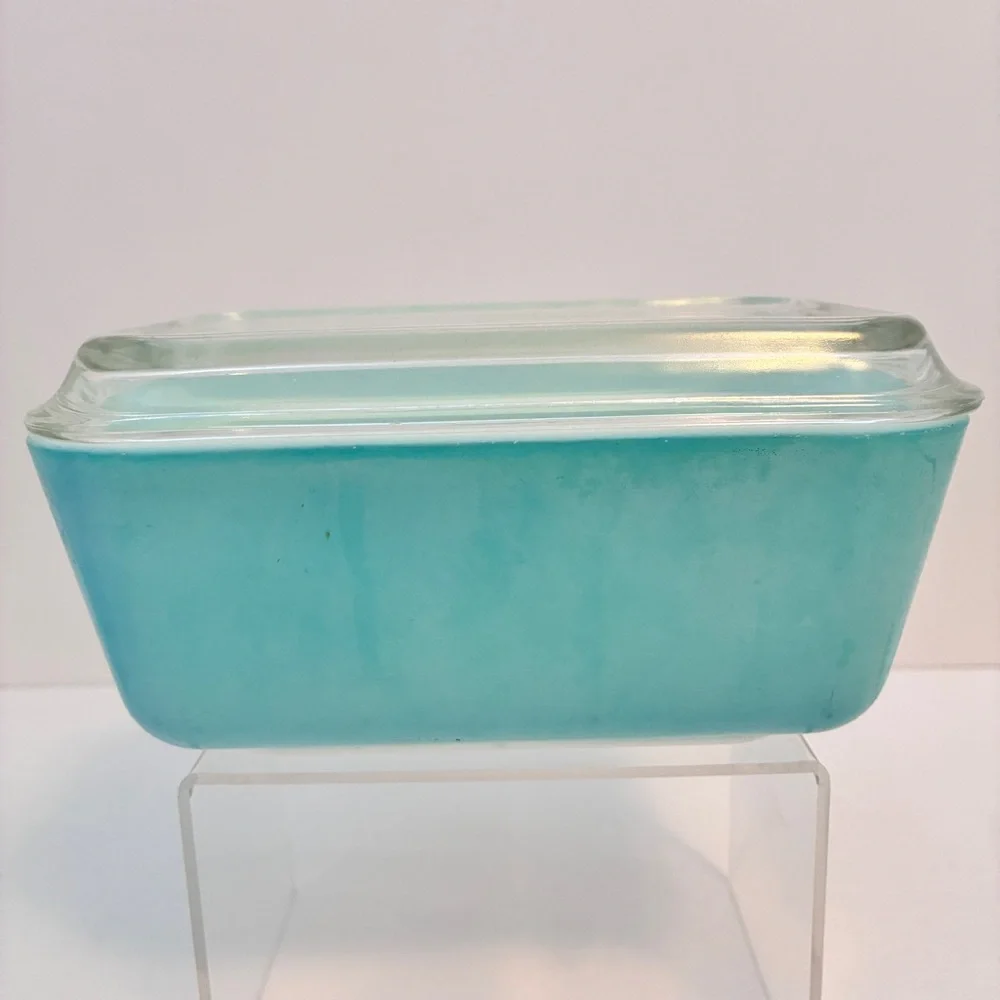 Pyrex Turquoise Refrigerator Dishes 0502/ 0501 With Lids Set of 3 Vintage